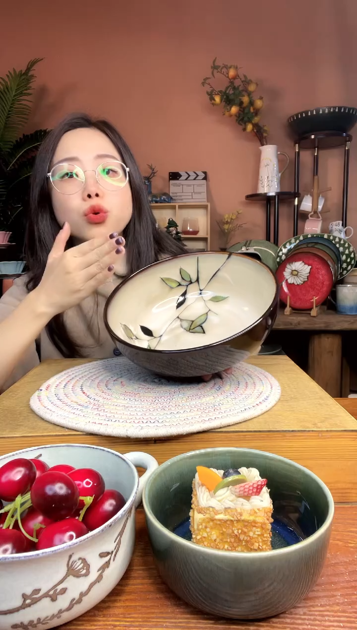 陶瓷9英寸竹叶大汤碗 微瑕疵