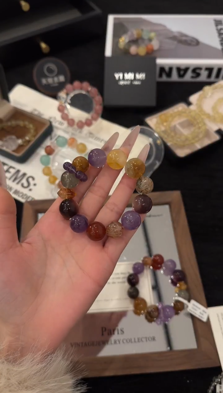 未镶嵌手链水晶九紫离火多宝x3052