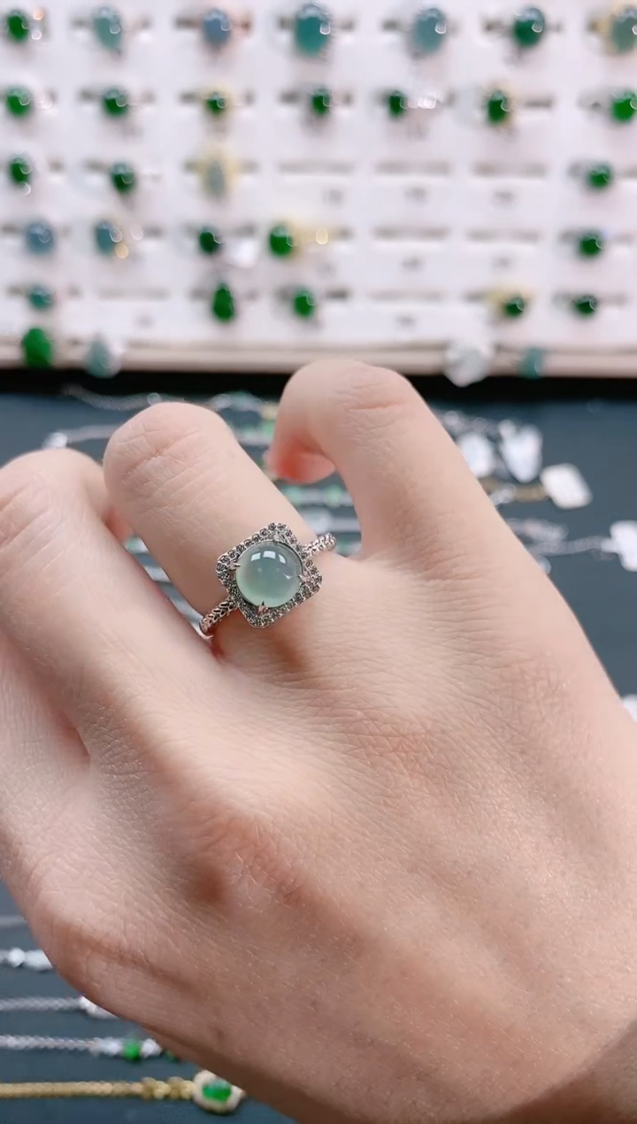 【闪购商品】翡翠戒指银S925镶嵌天然翡翠