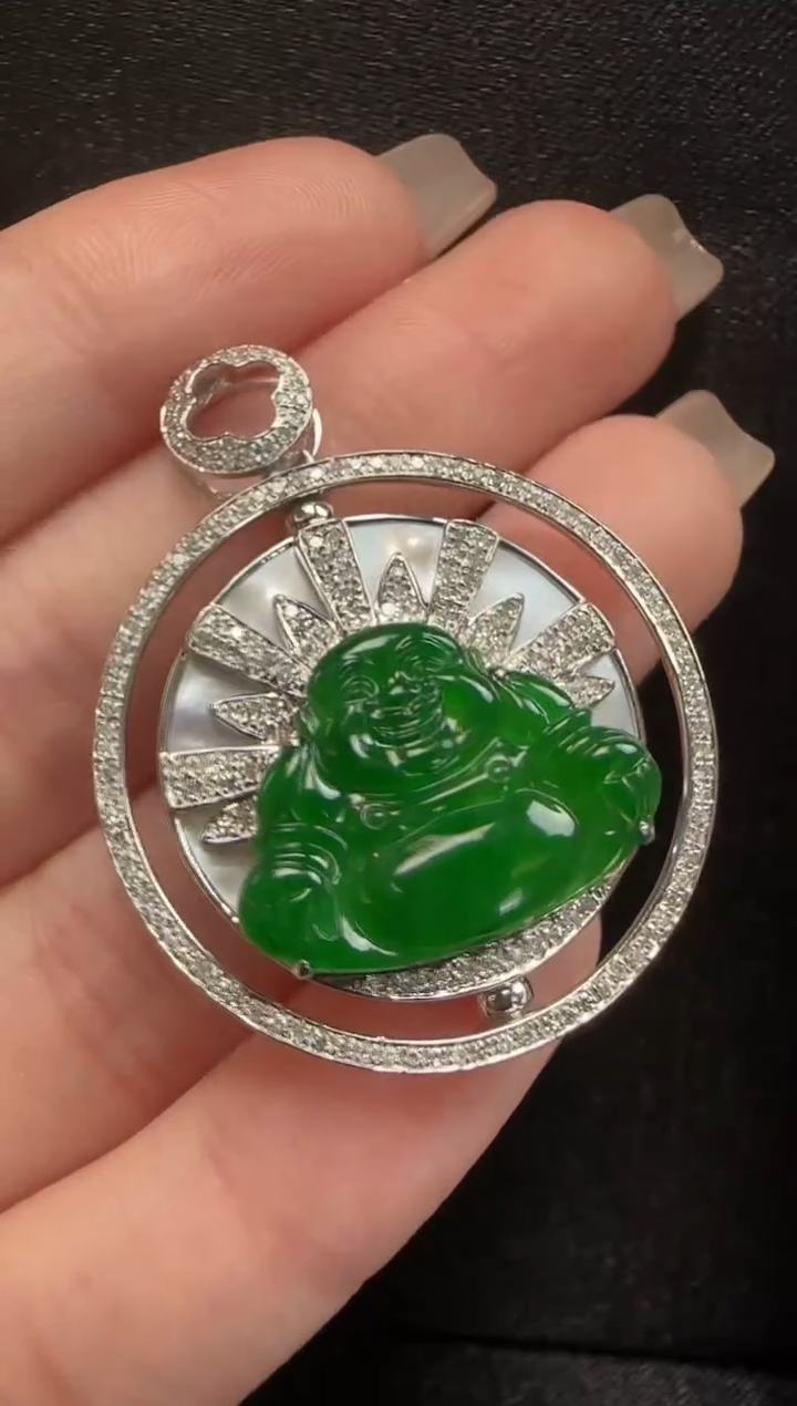 【闪购商品】翡翠颈饰18K金镶嵌042玉佛一个