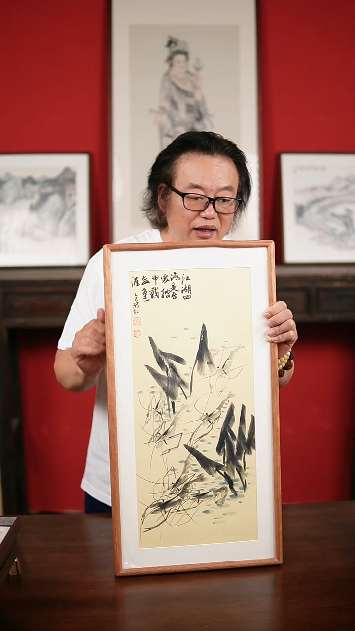 国画手绘手写-33*66带框