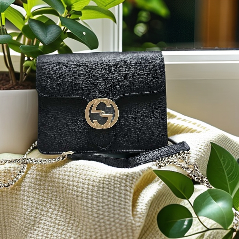 95新 GUCCI/古驰  杨杨/黑色 斜挎包 1321 7745
