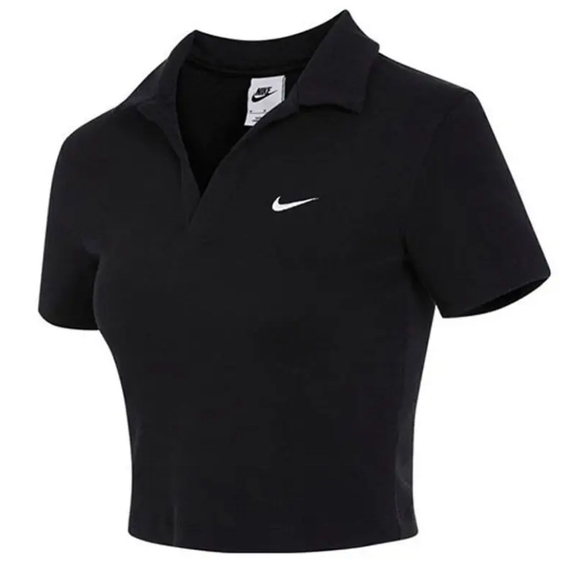 NIKE/耐克短袖t恤女款ESSNTL短款翻领休闲运动上衣DV7885-010