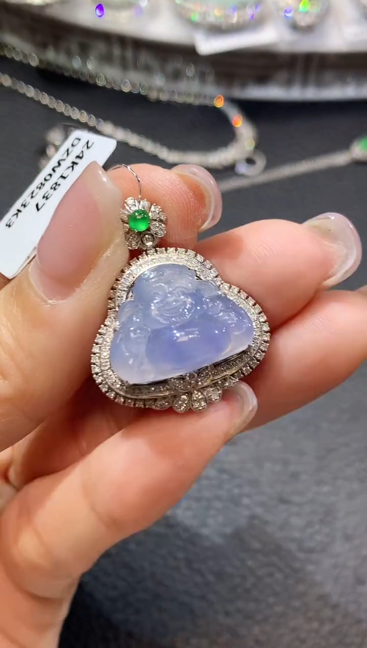 【闪购商品】翡翠吊坠(不含链)18K金镶嵌D29 紫货有一定色差