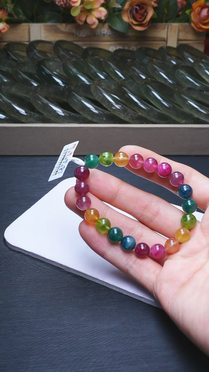 【闪购商品】碧玺手链未镶嵌9mm荧光碧玺单圈-多样性发其一