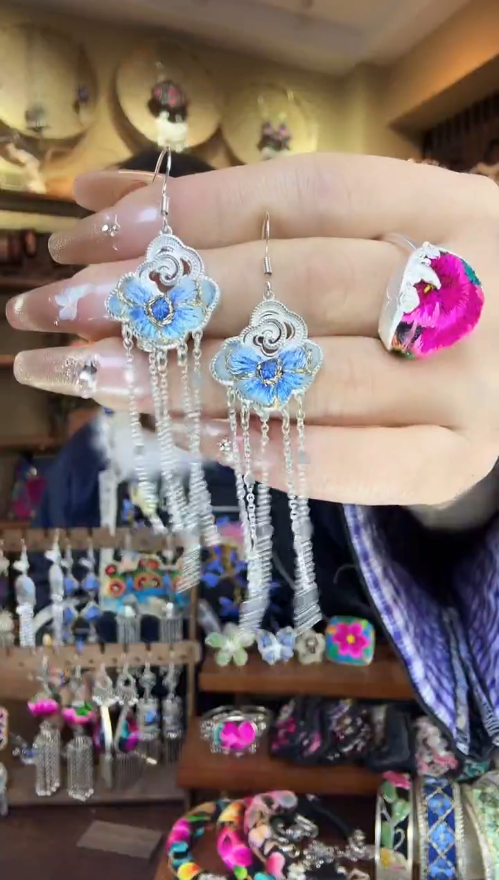 刺绣非遗刺绣民族风耳环