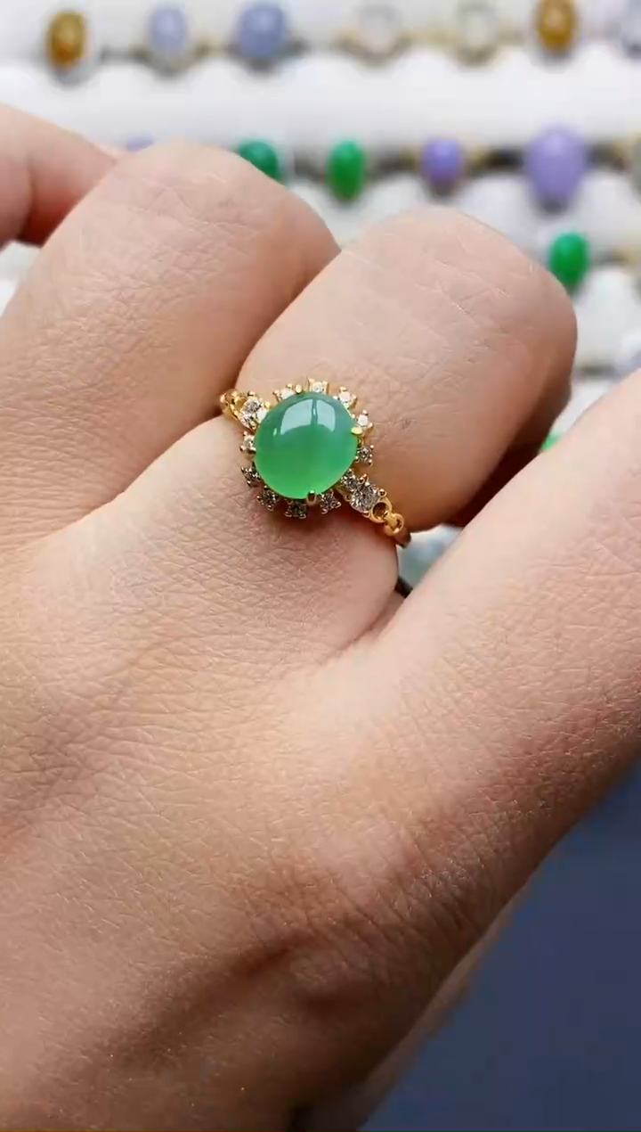 银S925镶嵌戒指翡翠2465