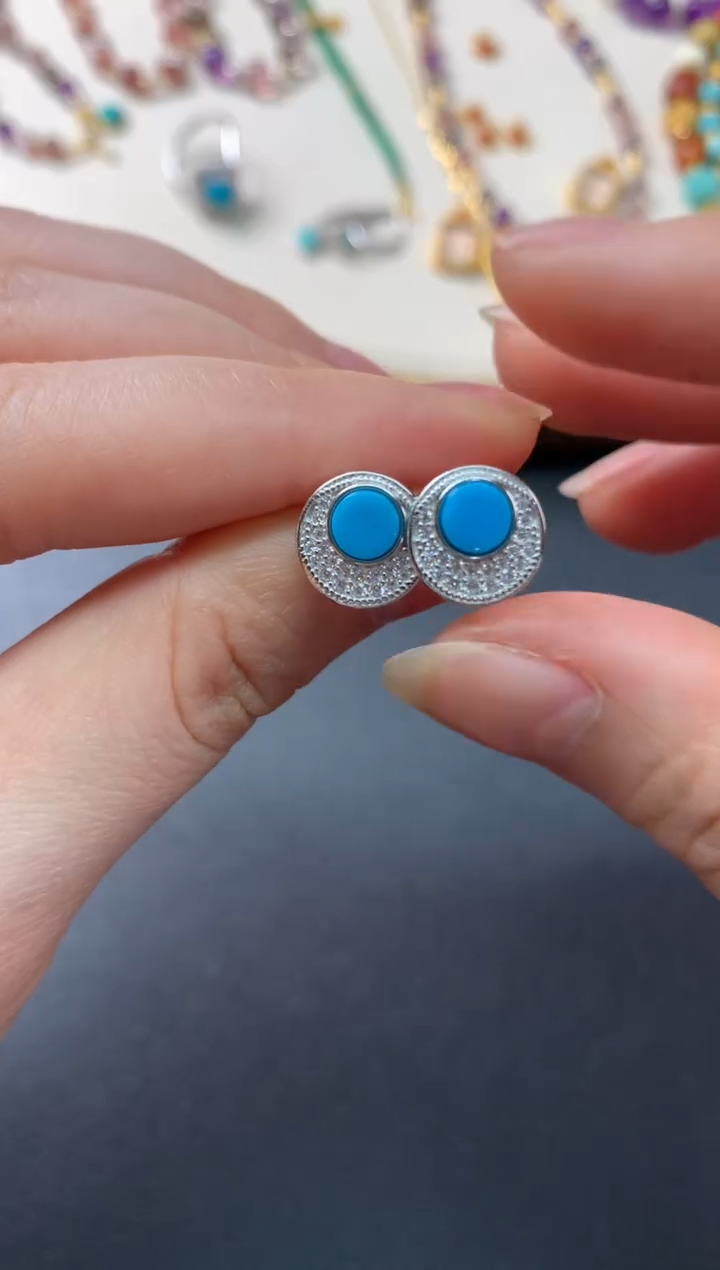 【闪购商品】绿松石耳饰银S925镶嵌Z30|299