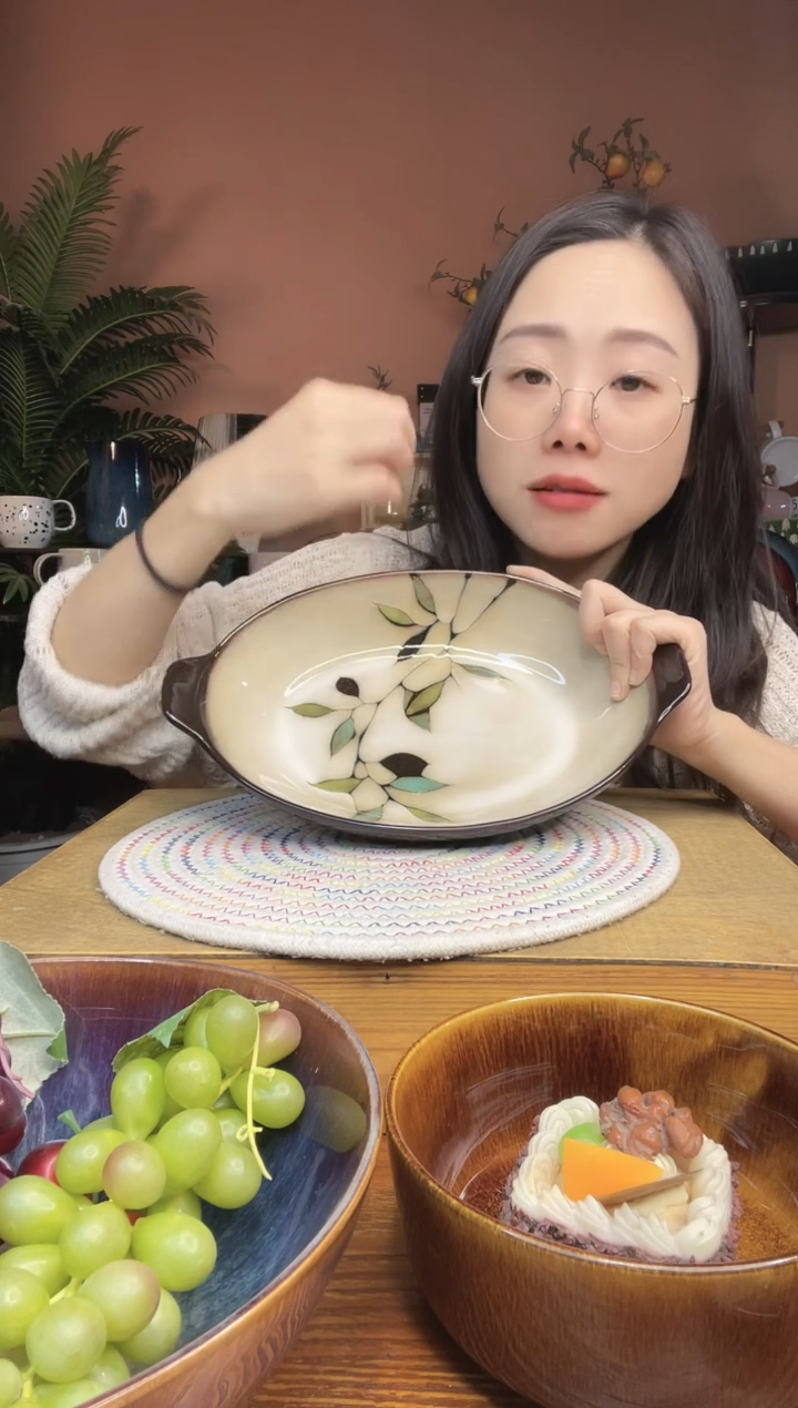 陶瓷11..5英寸 竹叶双耳鱼盘子 1件 微瑕疵