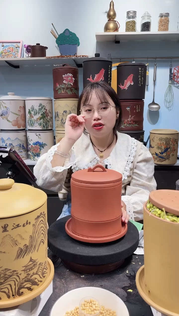 紫砂中式中号 红泥竹节款+紫砂托盘