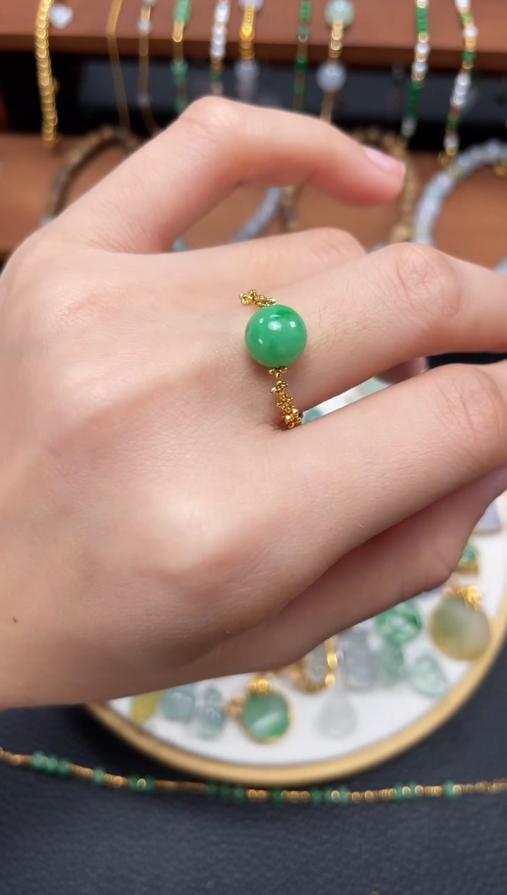 【闪购商品】翡翠戒指18K金镶嵌一个  JK151