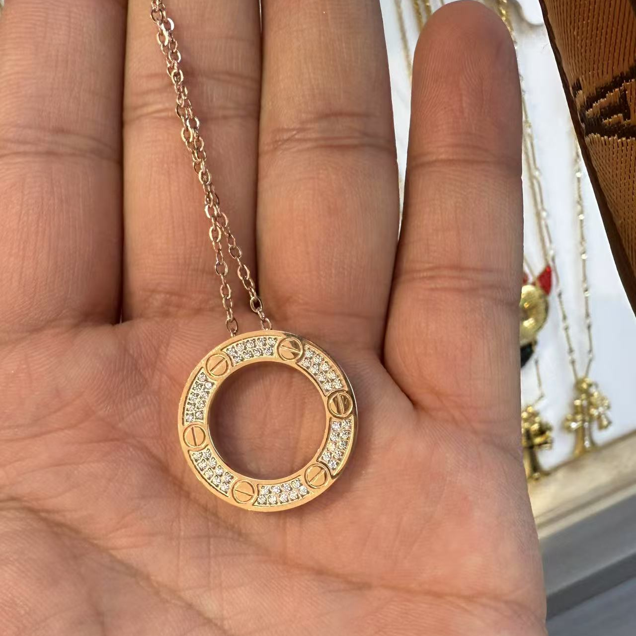 铜合金项链 钱有有自留款大圆饼项链