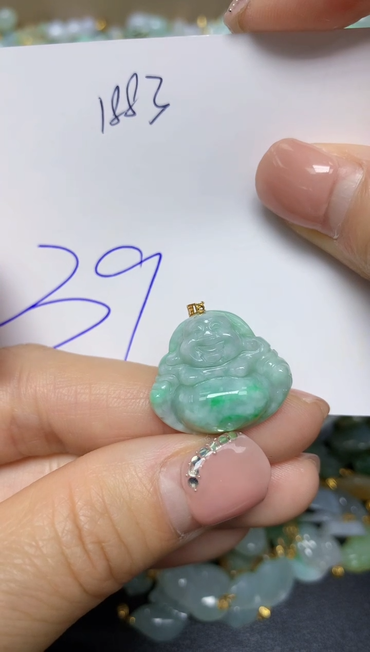 【闪购商品】翡翠挂件18K金镶嵌 天然翡翠A货