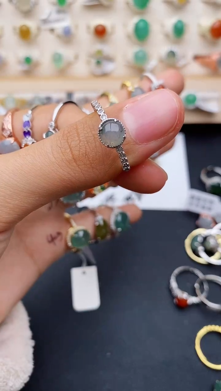 【闪购商品】翡翠戒指银S925镶嵌缅甸翡翠