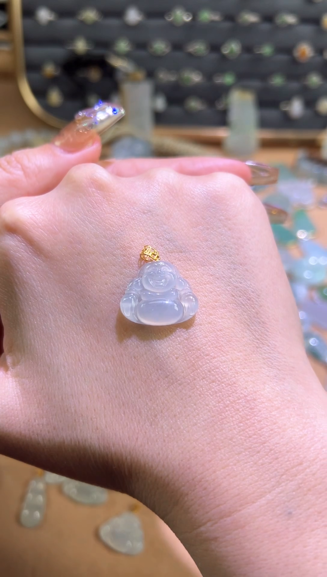 【闪购商品】翡翠颈饰18K金镶嵌佛公