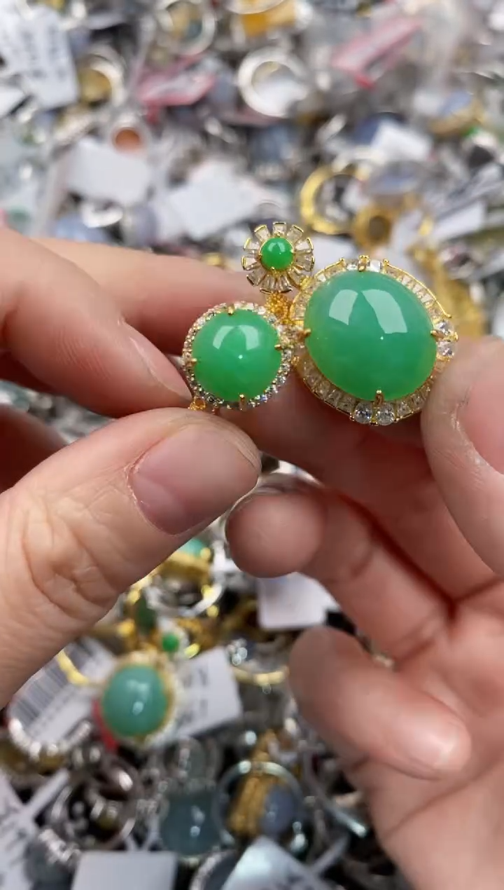 银S925镶嵌戒指翡翠555   7