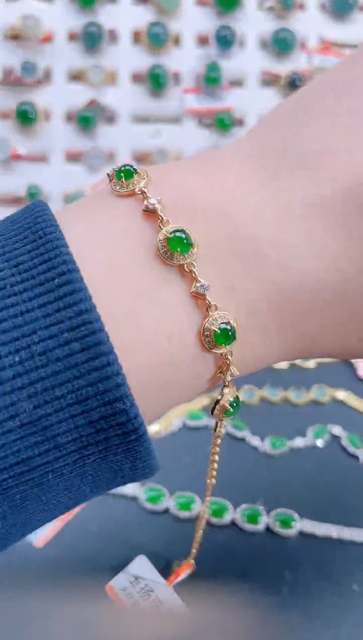 银S925镶嵌手链翡翠天然翡翠