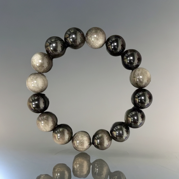 天然银曜石双眼强光卡12MM16颗情侣百搭平安转运珠时尚多样性发一