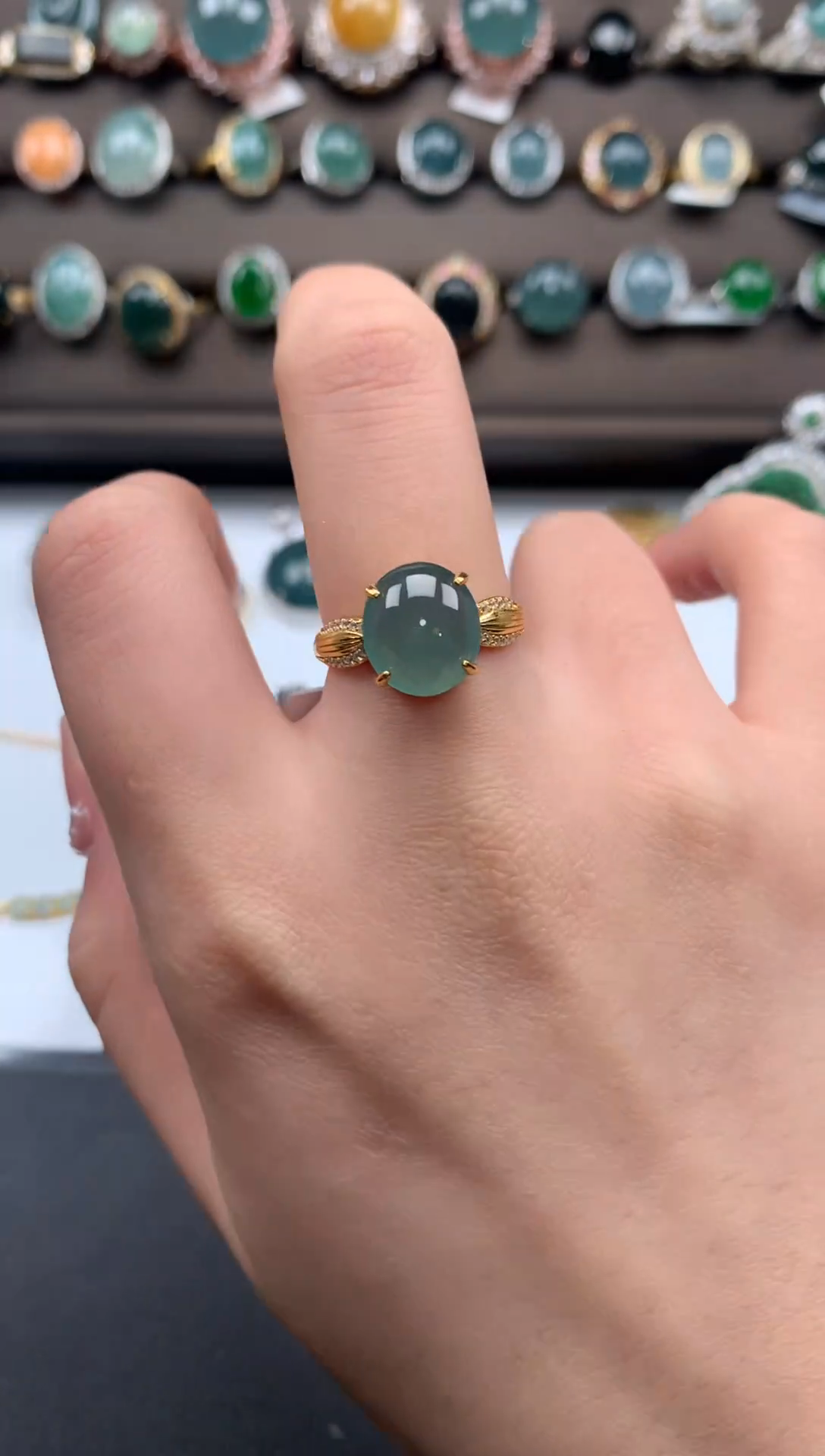 【闪购商品】翡翠戒指银S925镶嵌5124