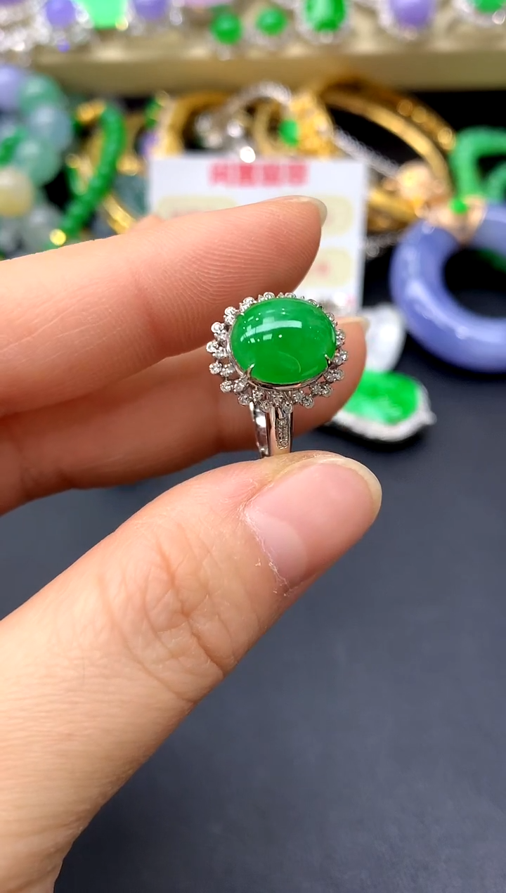 18K金镶嵌戒指翡翠356-中国好珍宝