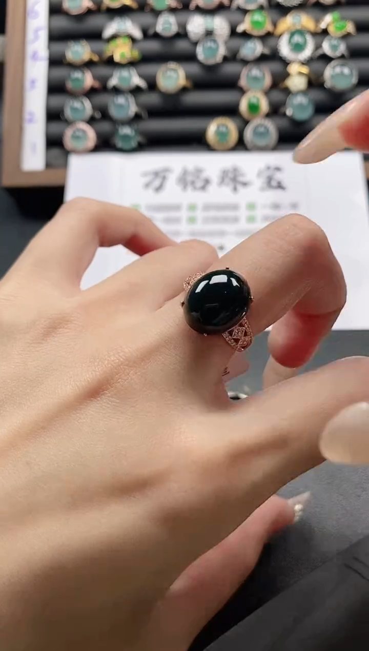 银S925镶嵌戒指翡翠51511