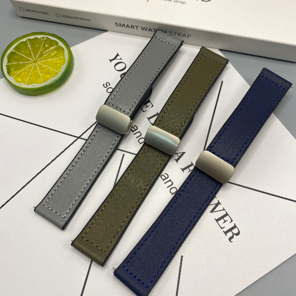 时亿华为GT5/4/gt3柔软硅胶真皮表带4pro新款磁吸扣春夏gt5华为带