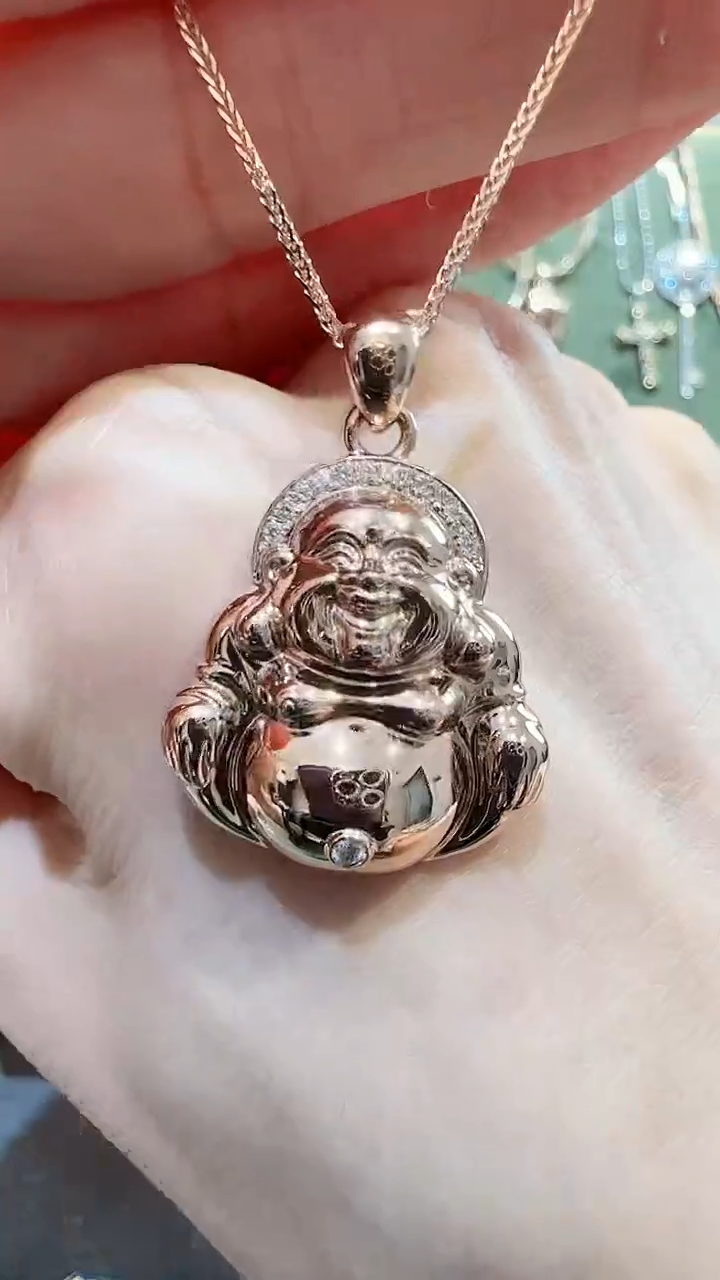 【闪购商品】天然钻石吊坠(不含链)18K金镶嵌18K金钻石佛公吊坠