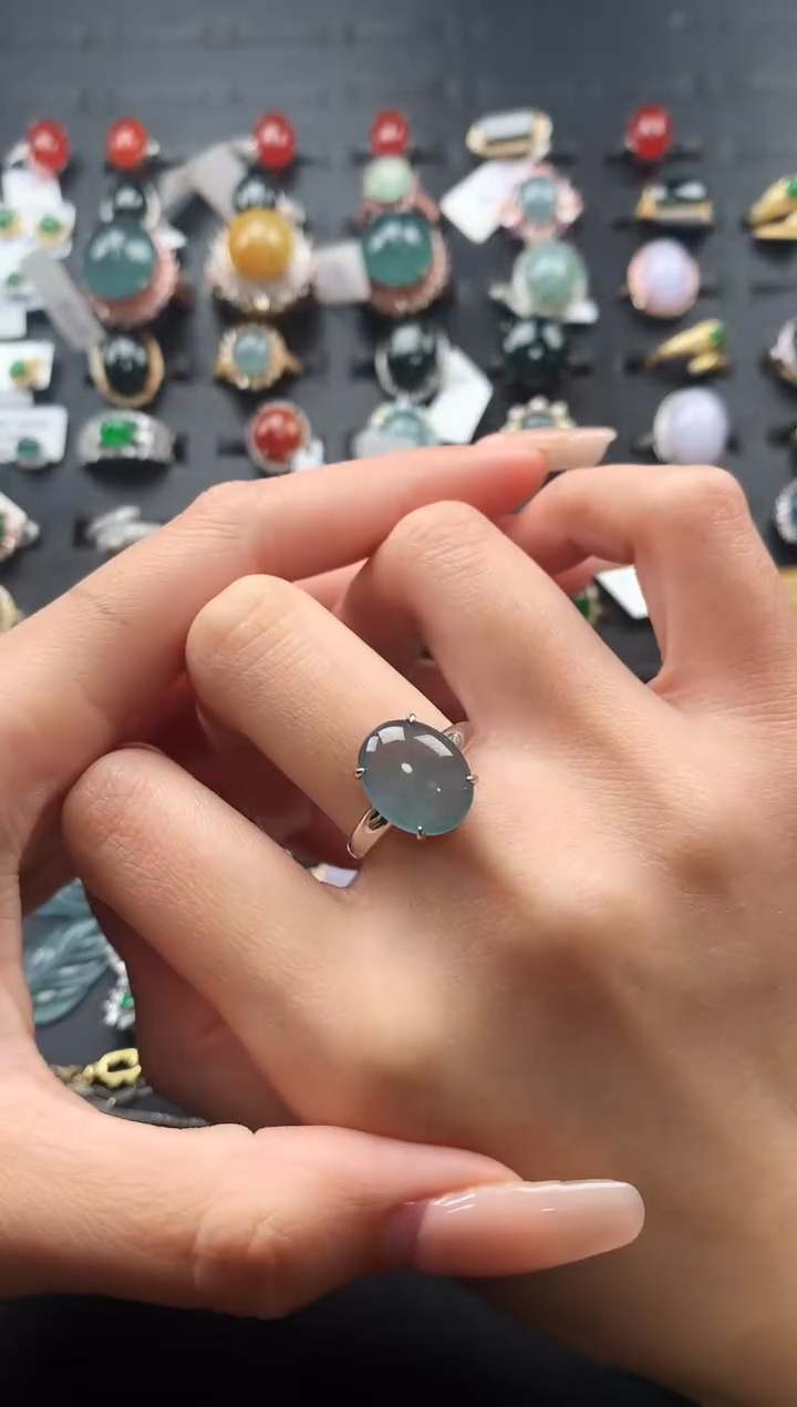 【闪购商品】翡翠戒指银S925镶嵌4365436543654363