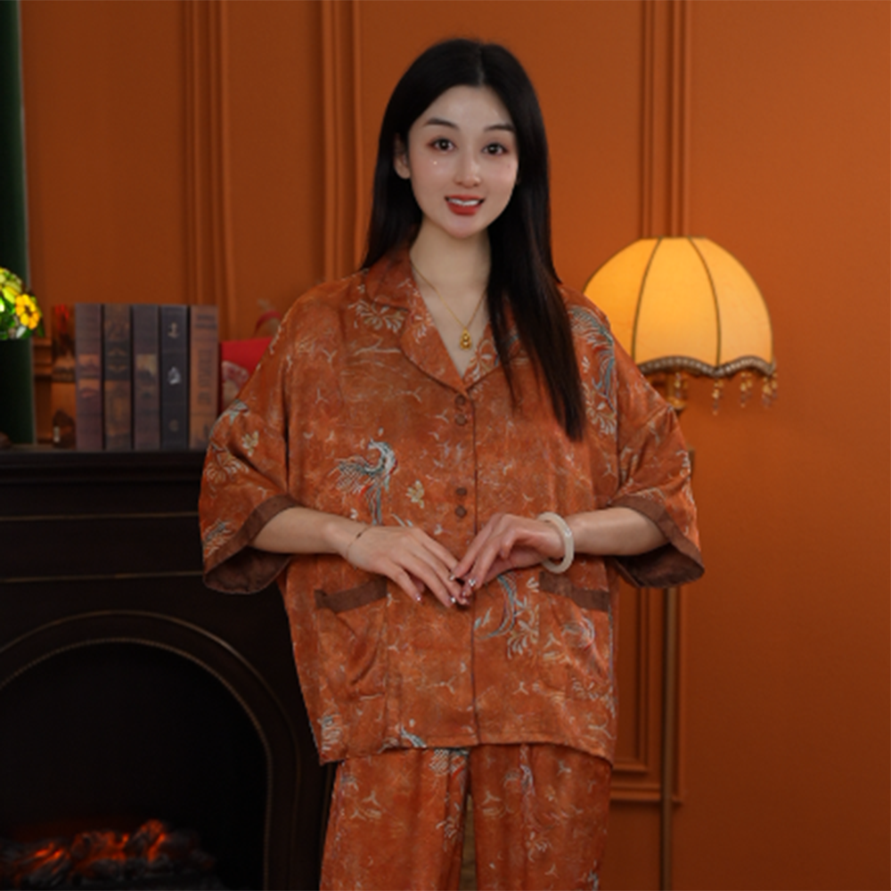 七七【凤凰于飞】QGN新款高端可外穿休闲家居服睡衣大码轻奢