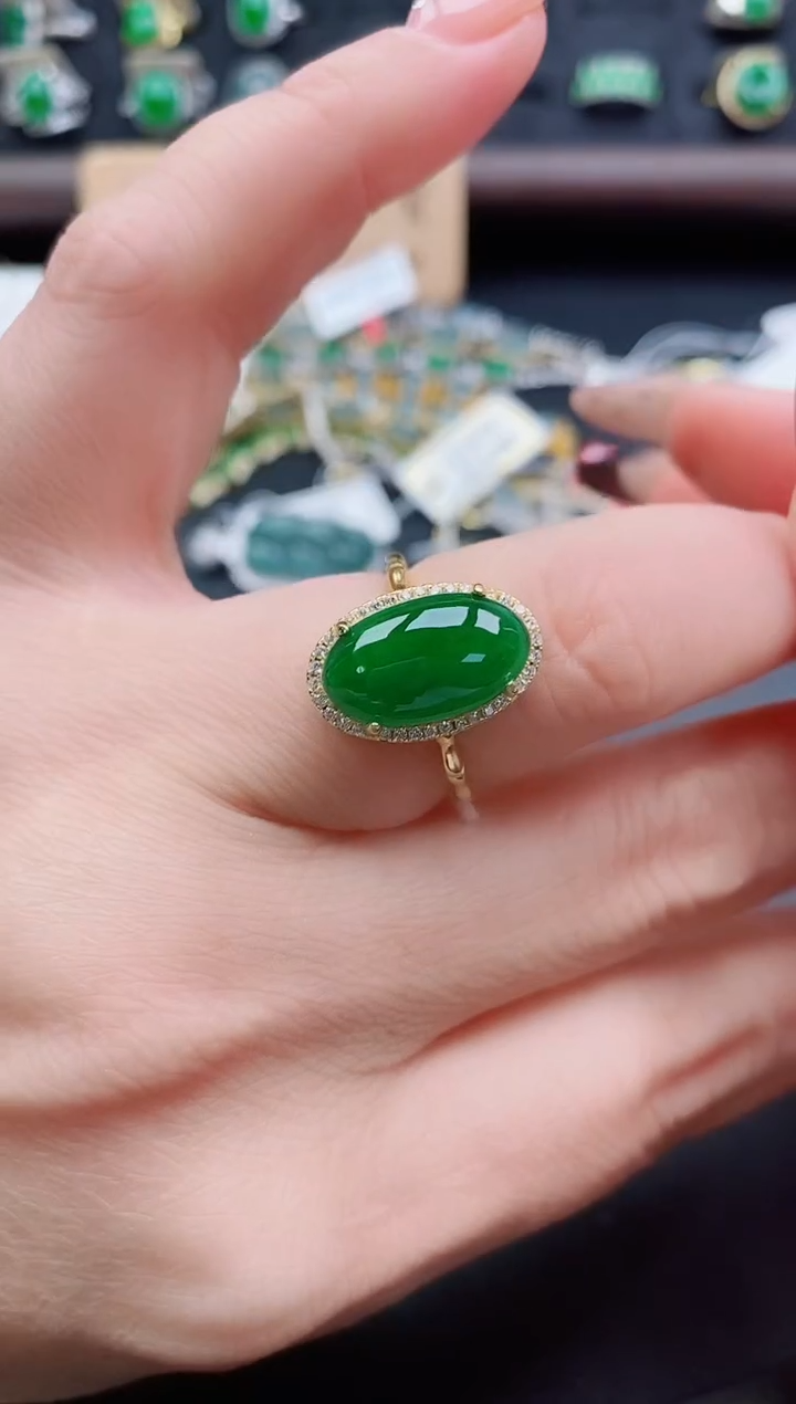 银S925镶嵌戒指翡翠1