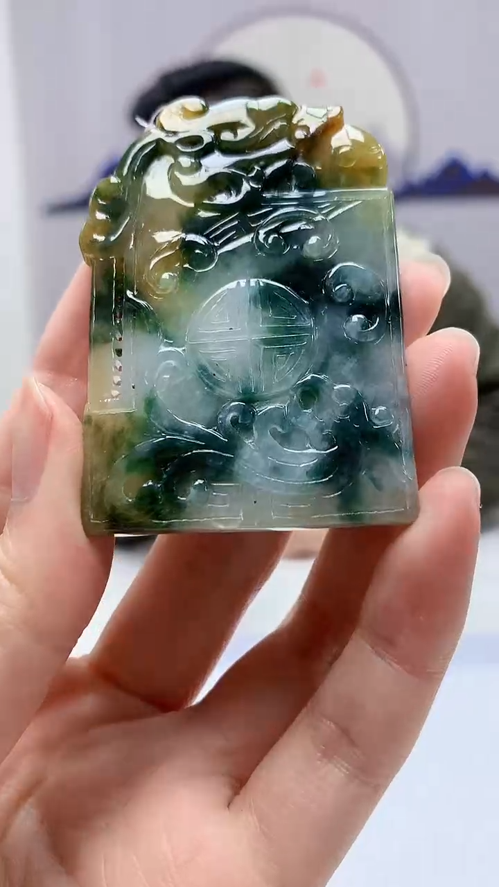 【闪购商品】定制翡翠未镶嵌5152zm-毛货挂件仿古牌128