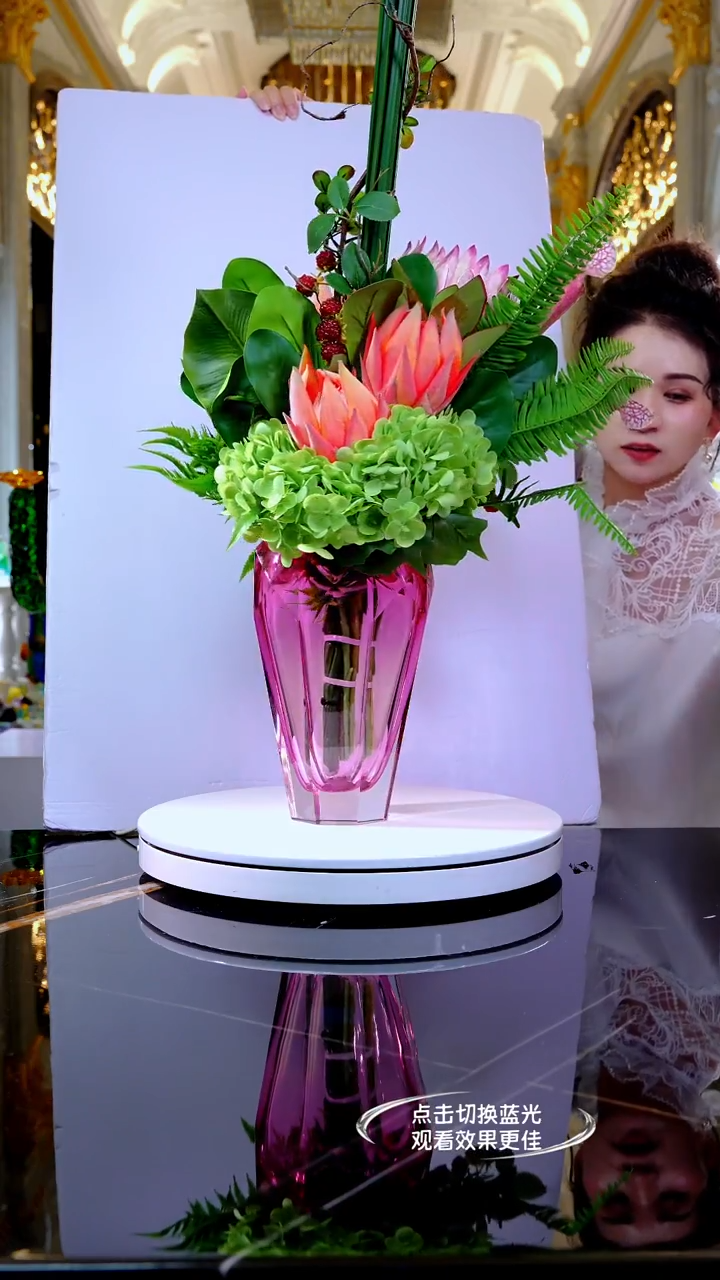 摆件琉璃AJ1010621金红冰花花器