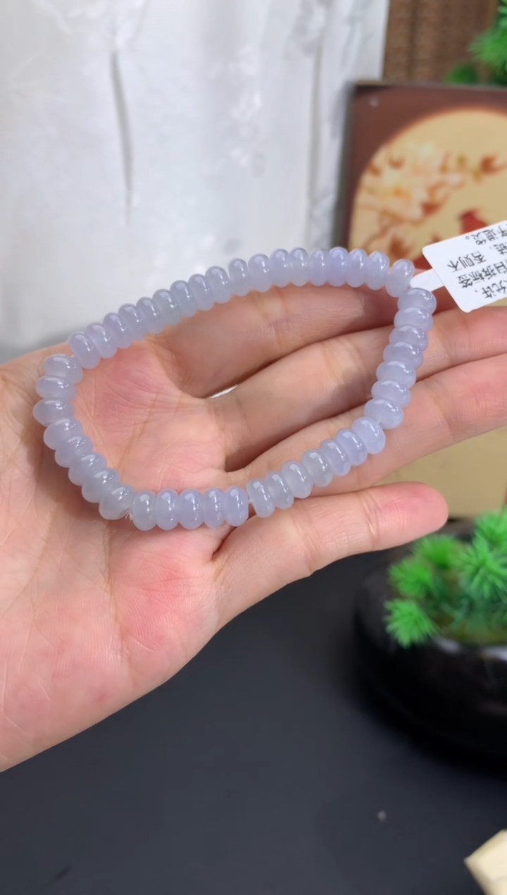 未镶嵌手串翡翠淡淡蓝紫 卡6.9mm