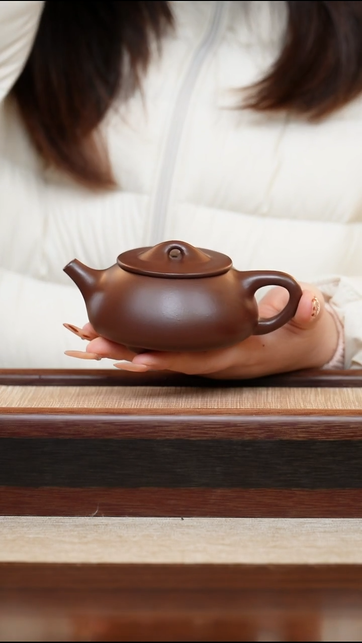 紫泥小景舟石瓢160cc宜兴手工紫砂壶