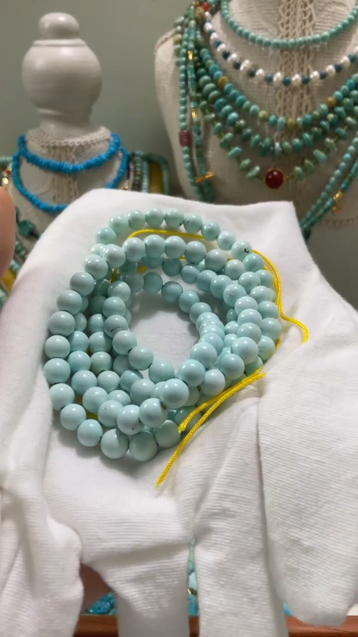 未镶嵌绿松石珠宝半成品6.4mm108佛珠
