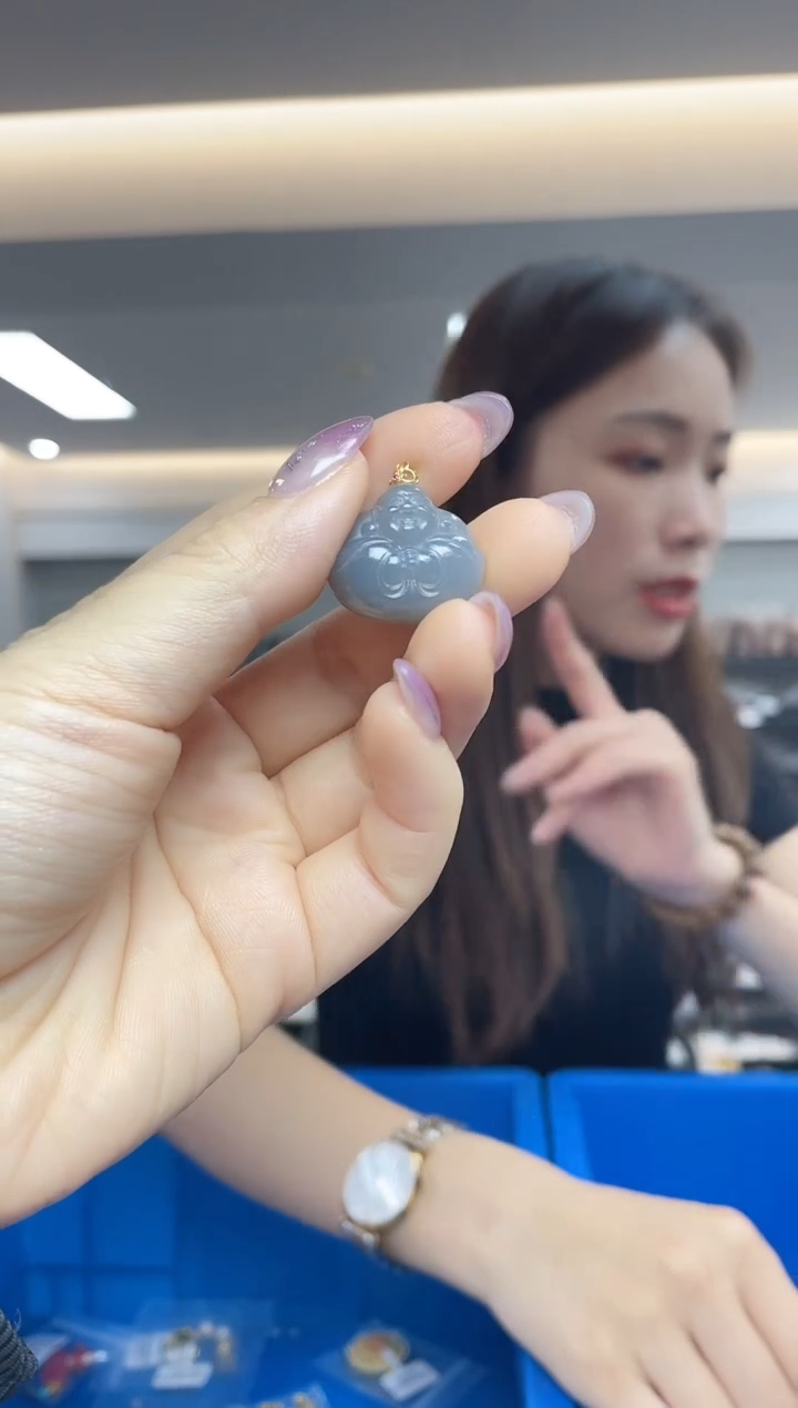 和田玉18K金镶嵌颈饰（多样性发一件）