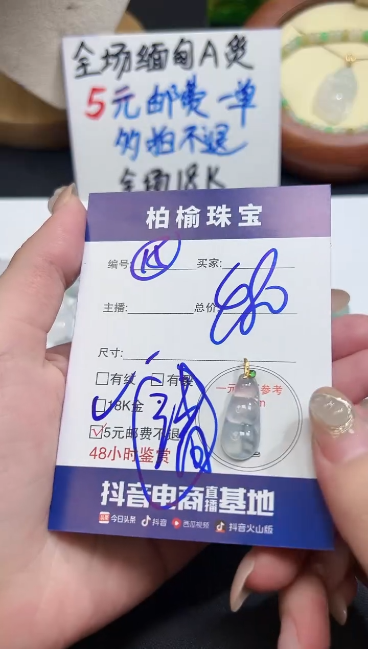 颈饰18K金镶嵌翡翠宠****）15豆子