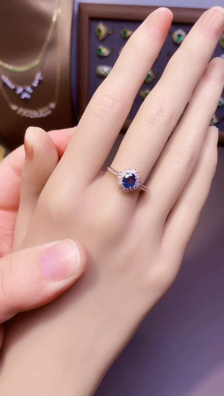 【闪购商品】蓝宝石戒指银S925镶嵌一枚