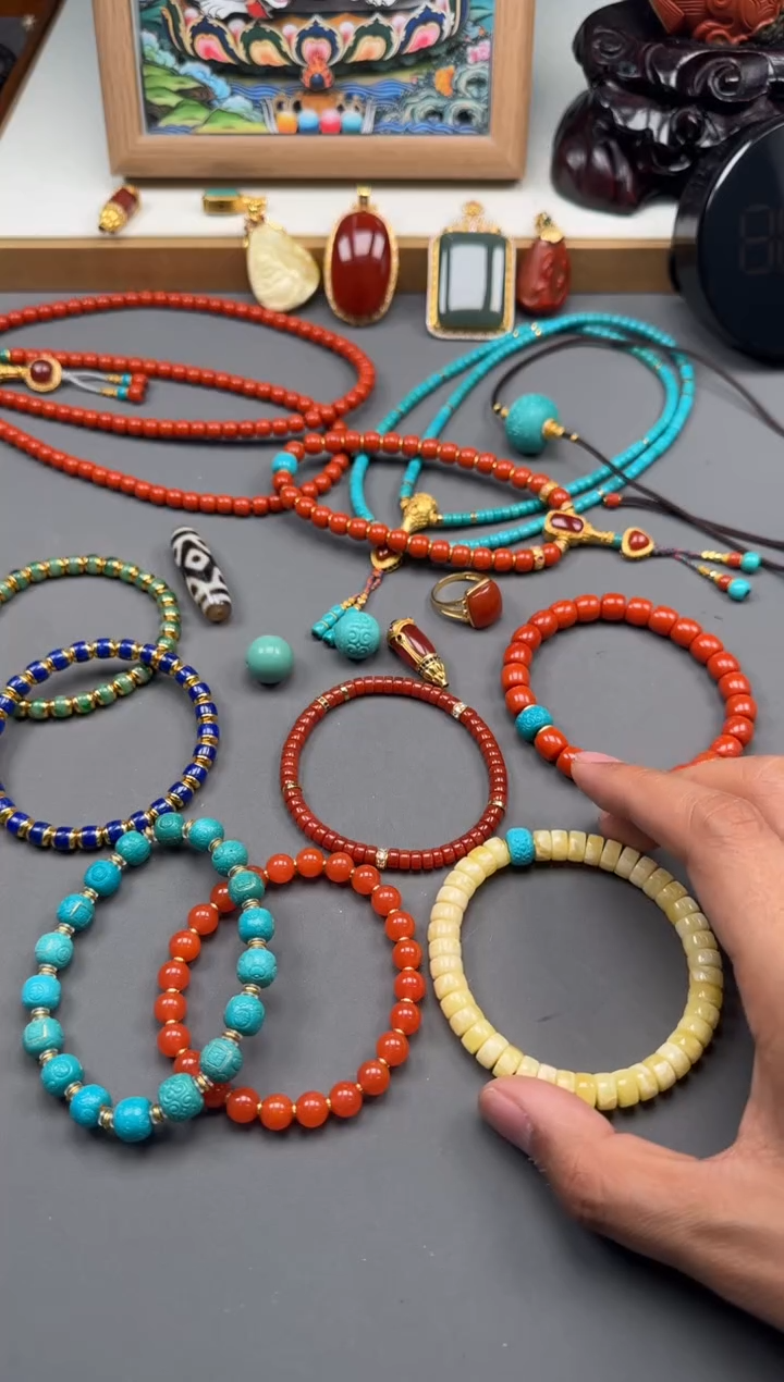 【闪购商品】绿松石手串手串18K金镶嵌手串手串