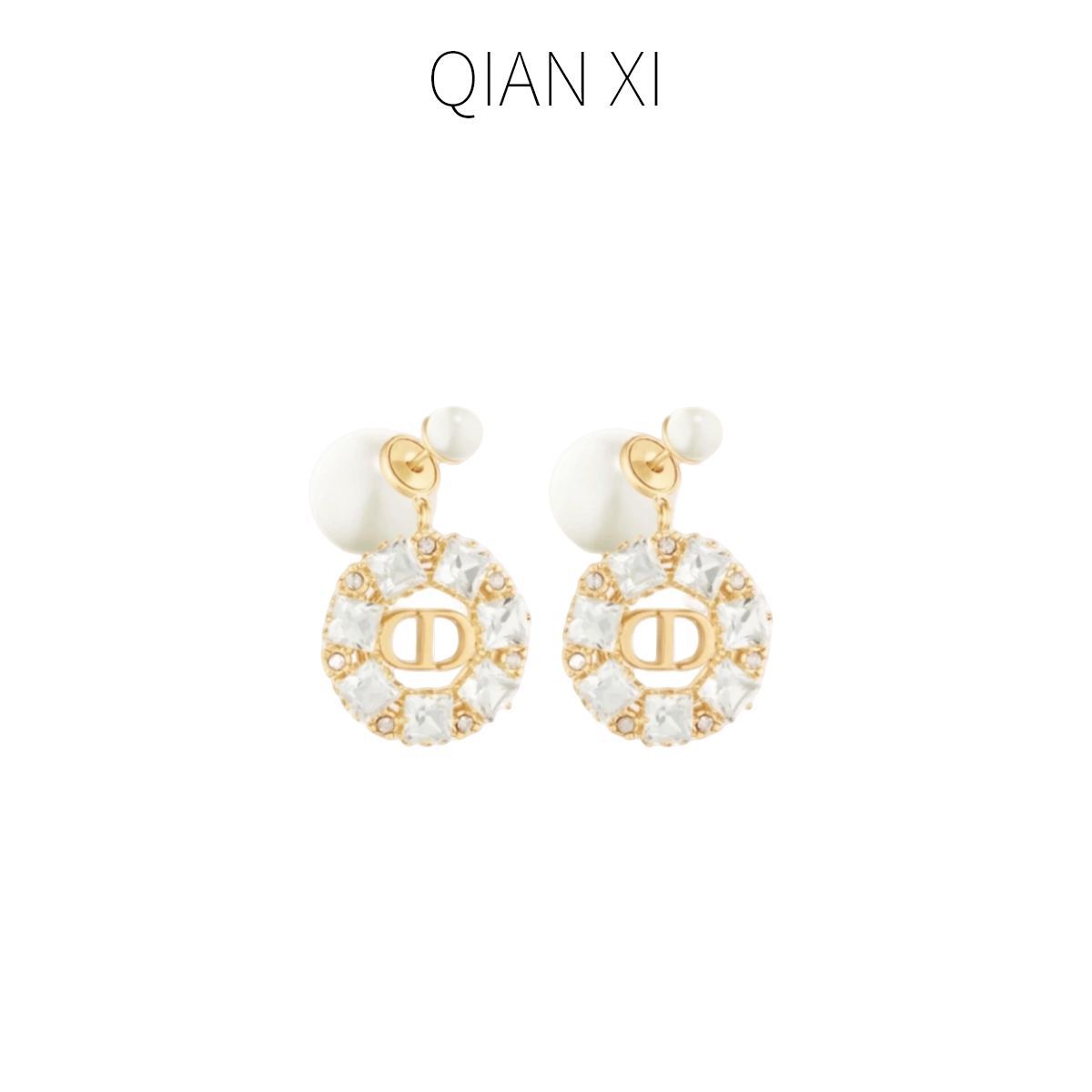 铜合金锆石耳饰 QIAN XI S925银针 时尚气质百搭韦雪同款繁花耳环