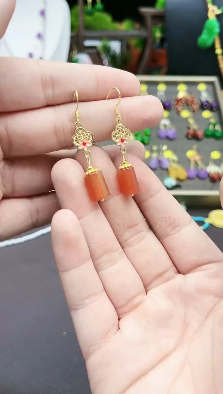 【闪购商品】南红玛瑙耳饰银S925镶嵌423000