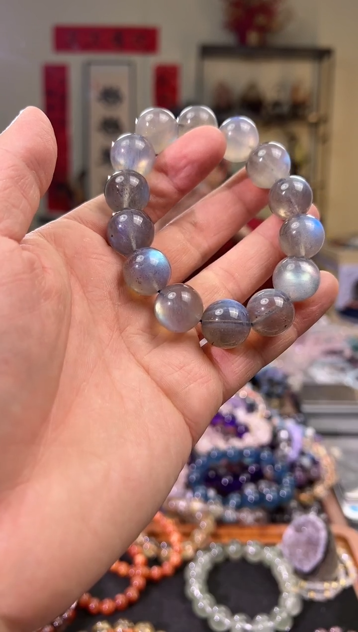 【闪购商品】拉长石手链未镶嵌灰月光手串16mm＋（多样性发其一）