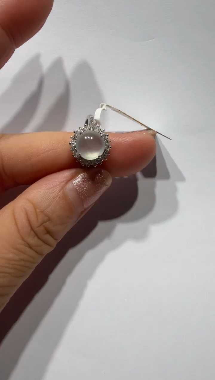 银S925镶嵌戒指翡翠925银镶缅甸A货翡翠戒指