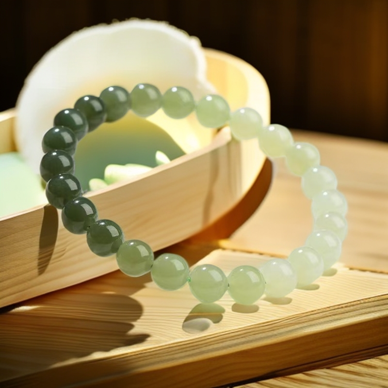 V62圆珠和田玉渐变手串6mm（随机礼盒）Z