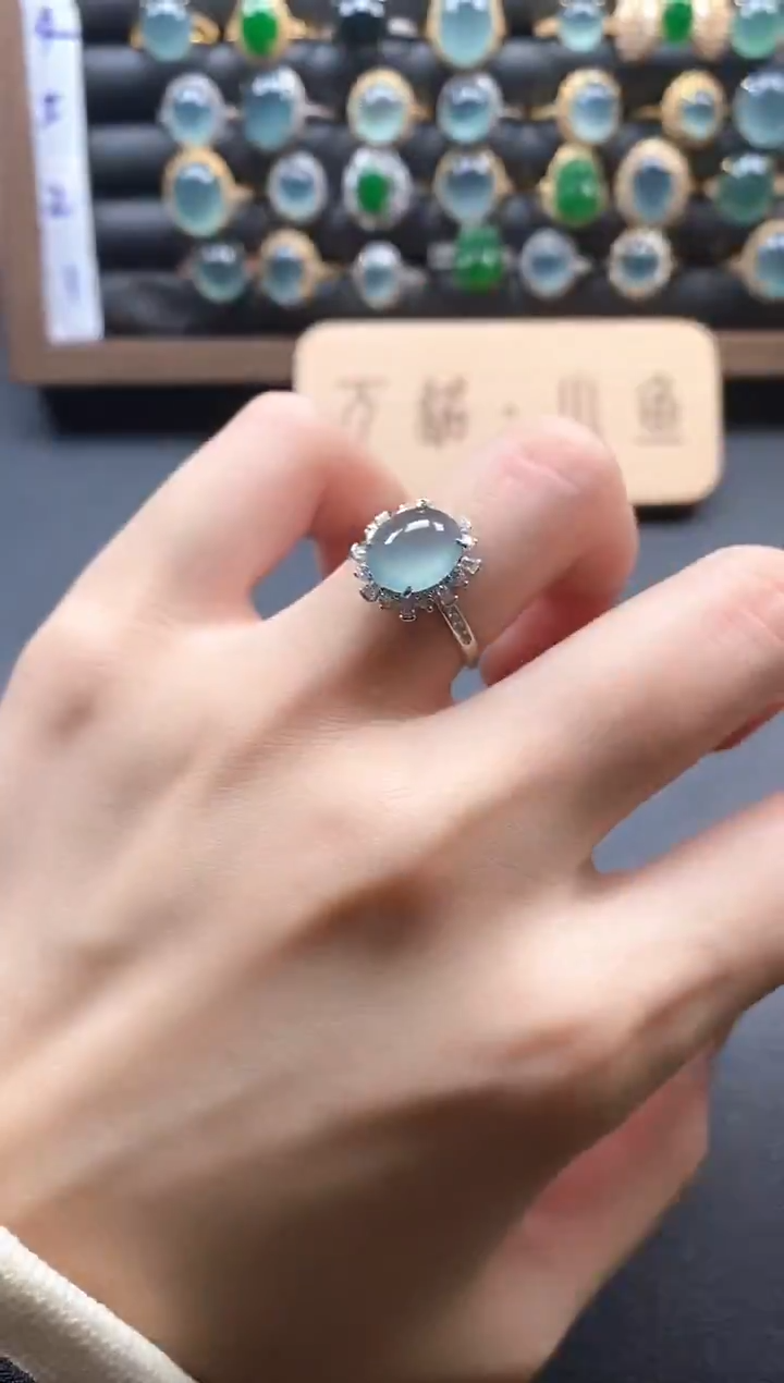 银S925镶嵌戒指翡翠51511