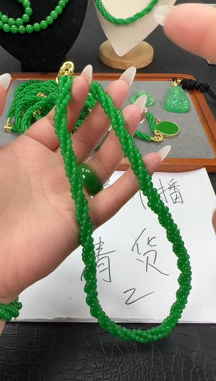 未镶嵌翡翠耳饰小米麻花项链