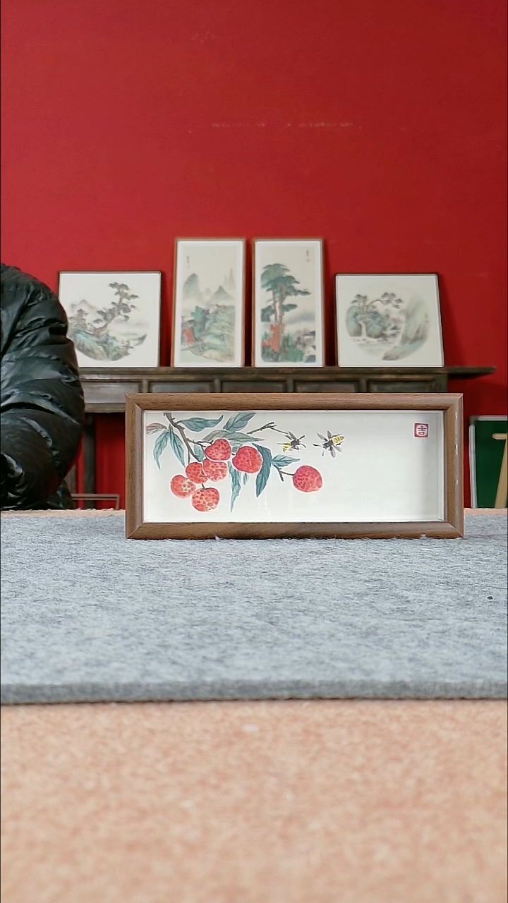 国画纯手写纯手绘-带框尺寸10*24