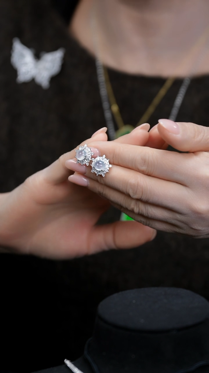 【闪购商品】翡翠耳钉银S925镶嵌耳钉