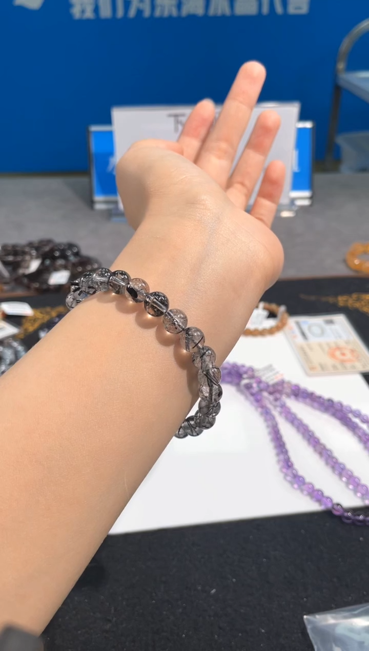 【闪购商品】紫晶手链未镶嵌98号黑发单圈8mm