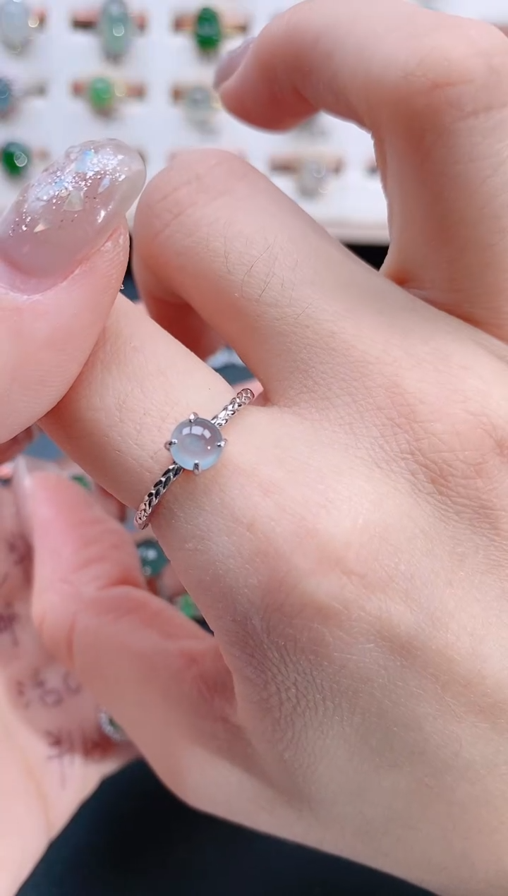 银S925镶嵌戒指翡翠天然翡翠